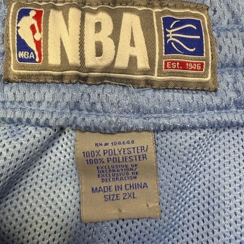 NBA Mens 2XL Basketball Shorts Light Blue Navy Mesh Athletic Colorblock -spot‎